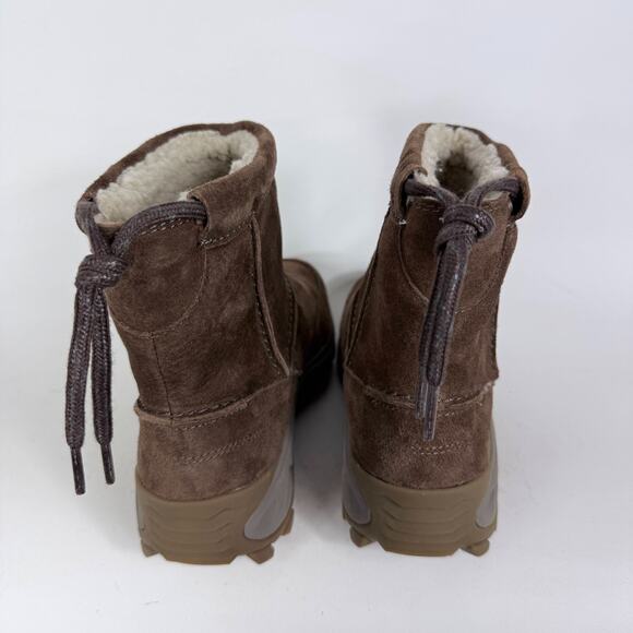 Merrell Chelsea Winter Earth Boots Mens 9 Brown Suede Faux Fur Lined Tie